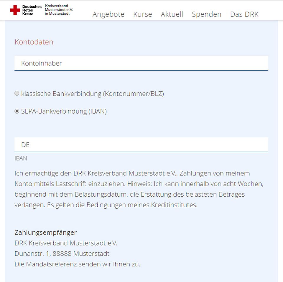 Kontodaten ausblenden