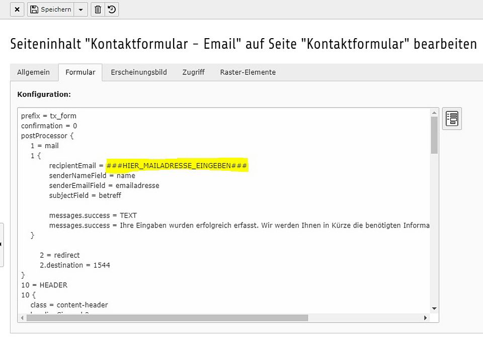 b)	Tragen Sie Ihre Mail-Adresse ein und speichern Sie diese ab