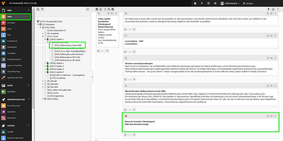 Abbildung 3: Erweiterung DRK-Kursterminanzeige verwenden
