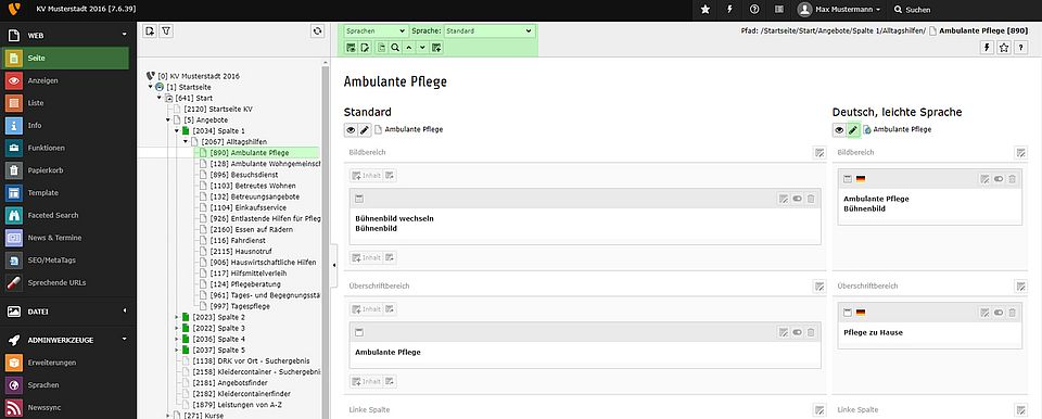 Leichte Sprache aktivieren/deaktivieren TYPO3 Ver. 7.6
