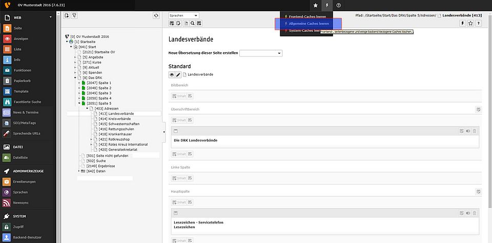 Cachingproblem führt zur Errorseite bei Adressen (LV, KV und Int.)