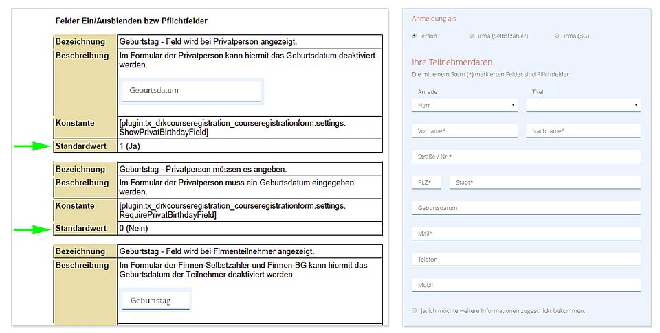 Onlineformulare Pflichtfelder aktivieren
