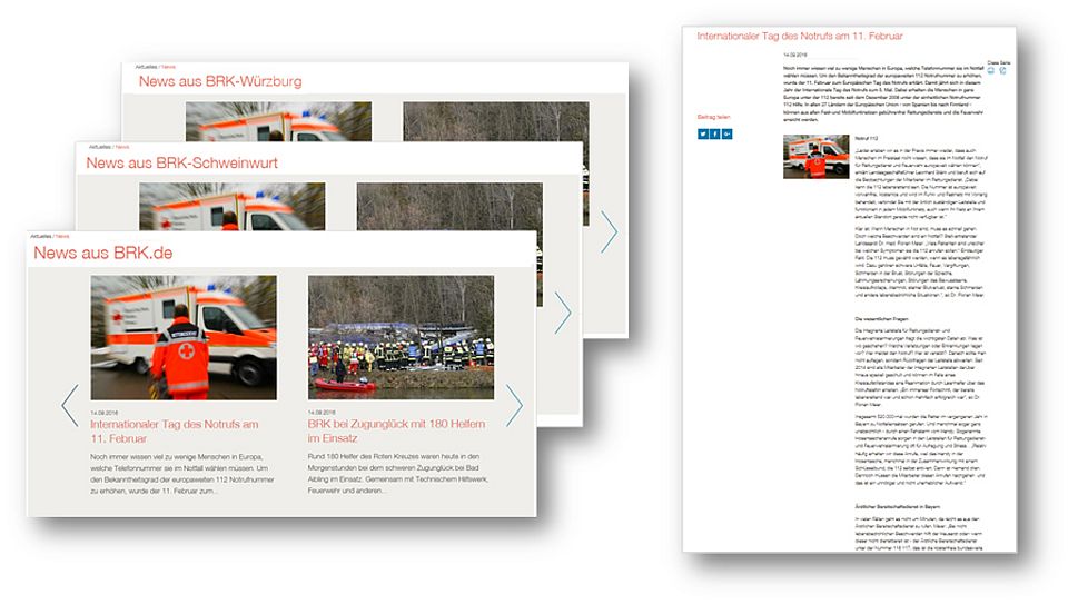 Musterwebsites Synchronisation von News für KV, LV und OV