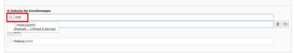 Korrekte Zielseite einfügen