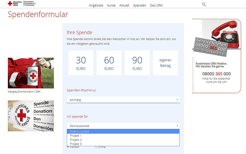 Spendenzweck bestimmen