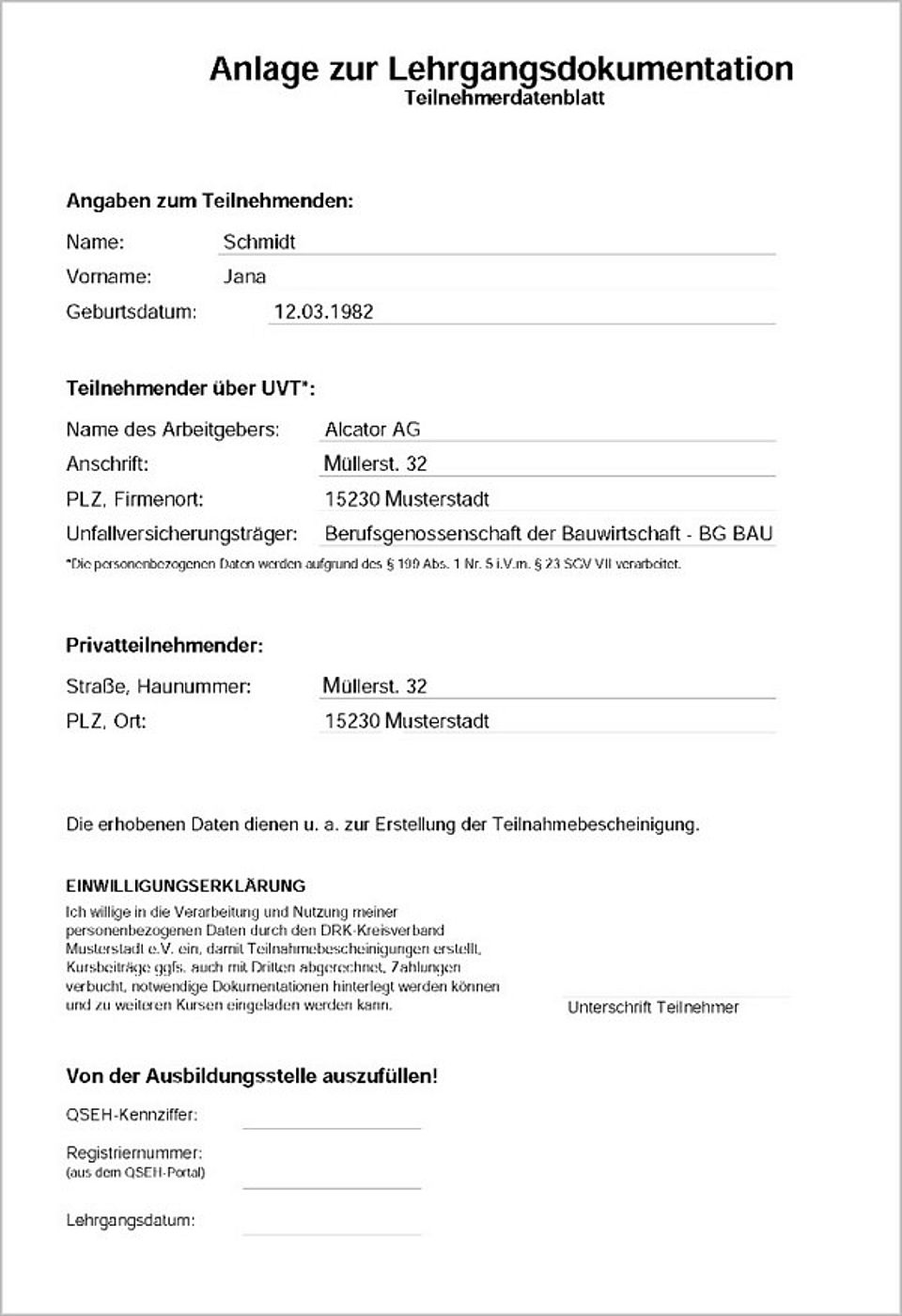 Anlage: Neue Lehrgangsdokumentation