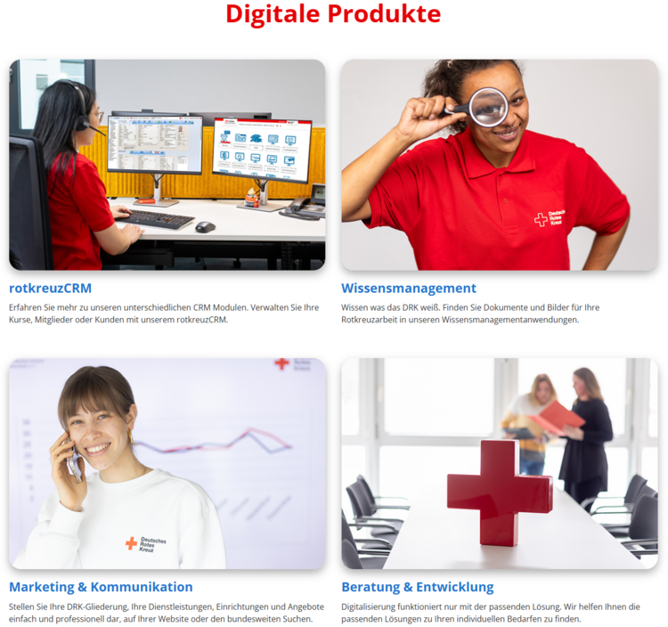 Screenshot der Seite Digitale Produkte