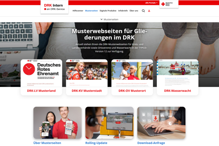 Screenshot der Seite Musterseiten