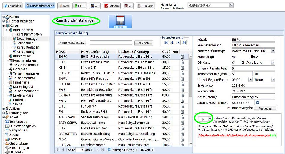 Abbildung 5: Einstellungen in der KTV überarbeiten