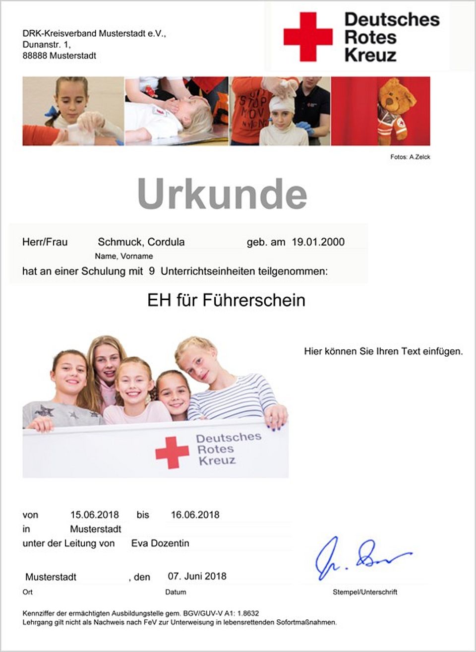 Neue Kinder-Urkunde