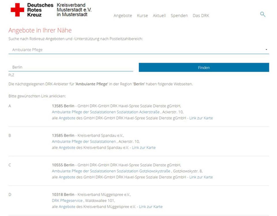 Suchmasken nach Ortsnamen