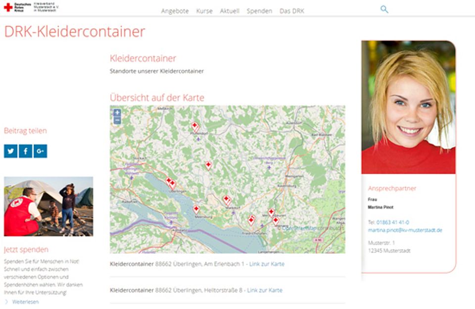 Kleidercontainerwebseite
