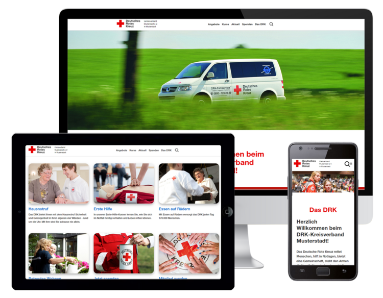 Responsive Ansicht der Musterwebseiten - TYPO3 Version 12.4 