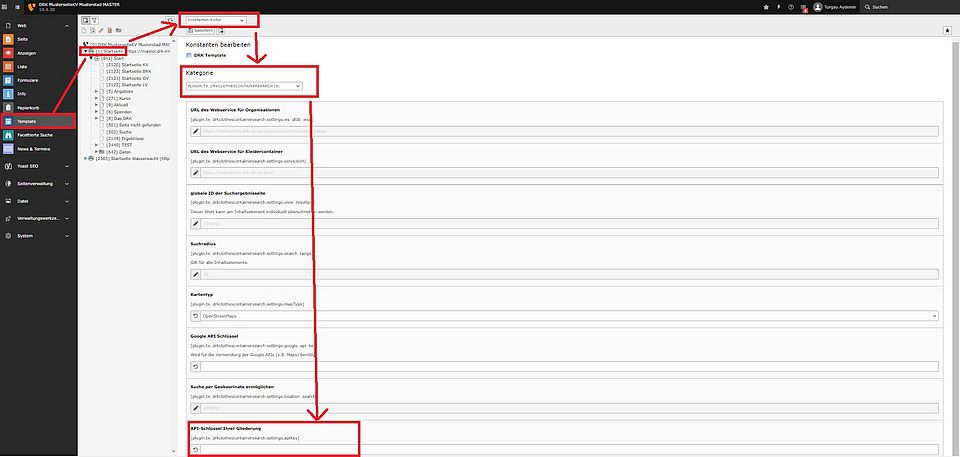 API-Schlüssel für Kleidercontainersuche aktivieren
