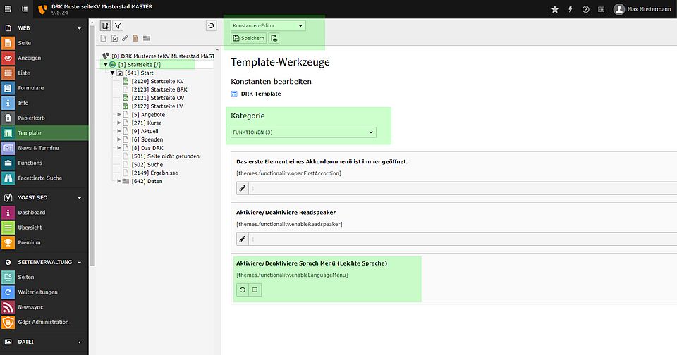 Leichte Sprache aktivieren/deaktivieren TYPO3 Ver. 9.5