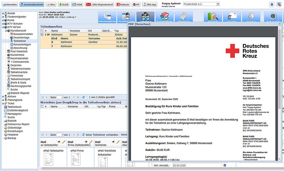 DRK-Kursteilnahmeverwaltung für Kinder und Familien (KiFam)