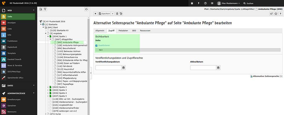 Leichte Sprache aktivieren/deaktivieren TYPO3 Ver. 7.6