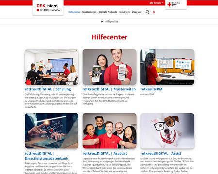 Screenshot der Seite Hilfecenter